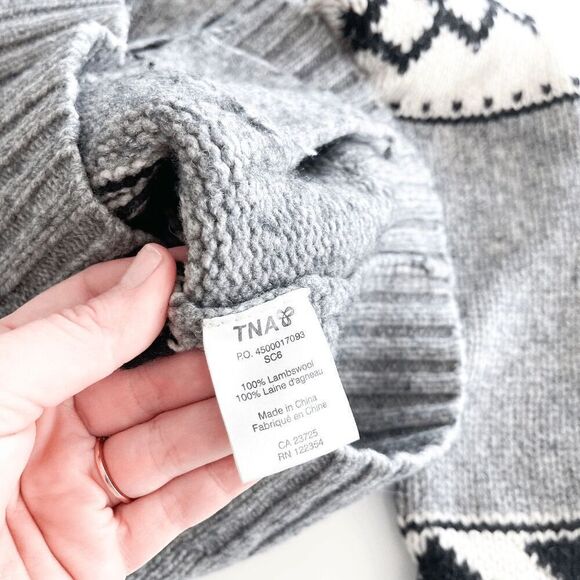 Tna Womens Aritzia Sea To Sky Cowichan Nordic Aztec Knit Full Zip Sweater Gray S - Picture 4 of 7